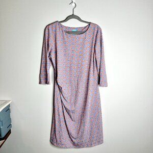 J. McLaughlin Catalina Cloth Ruched Side Geometric Print Sheath Dress Sz XL